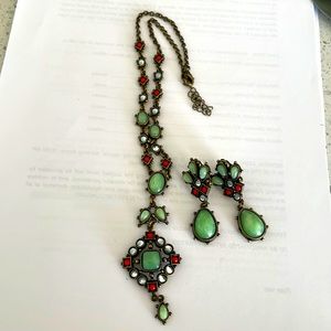 Multi stone necklace and earrings